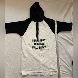 Japanese Hooded Tshirt White and Black Medium